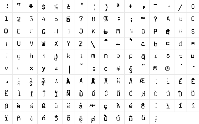 Magda Mixed  glyph index