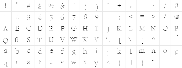 Sarja Fine Regular  glyph index