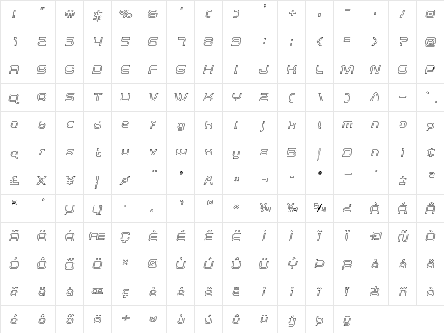 Fox on the Run Outline Semi-Italic Outline Semi-Italic  glyph index