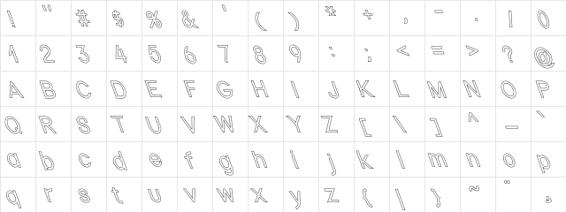 Nordica Plus NordicaClassicLightConOpOblOl  glyph index