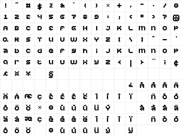 Vaporbyte Phat Regular  glyph index
