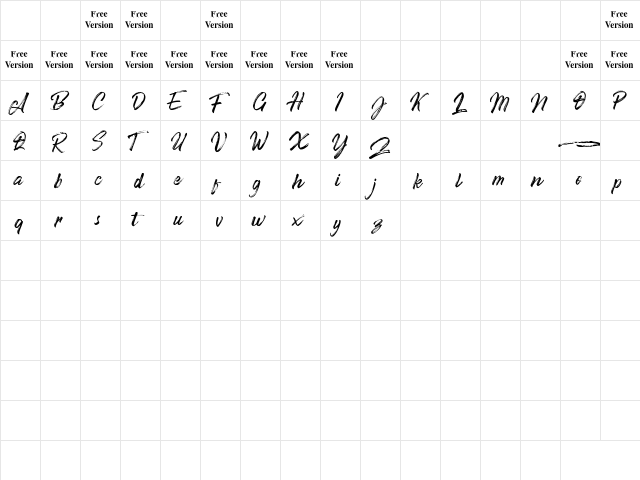 Artsender Personal Use Only Regular  glyph index