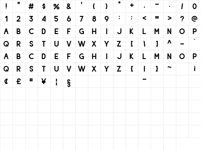 Hiyotori Black  glyph index