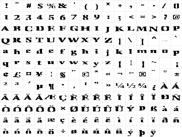 FZ WARPED 41 EX Normal  glyph index