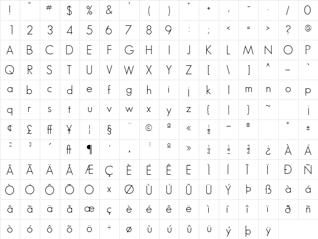BouganSSK Regular  glyph index