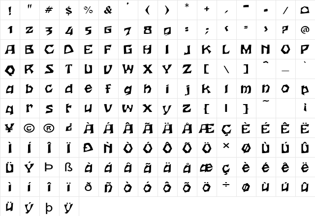 WoodcutExtended Normal  glyph index