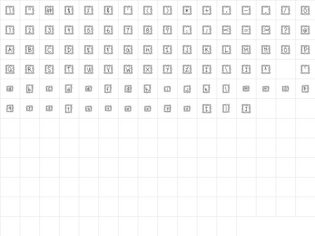 CK Take a Hike Regular  glyph index