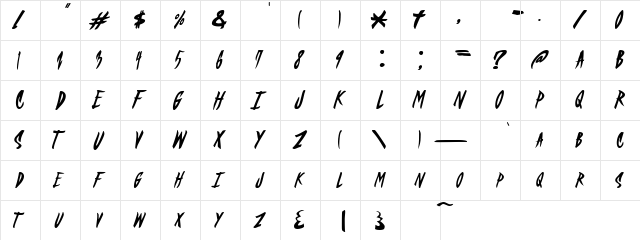 OLDSKULJOE Regular  glyph index