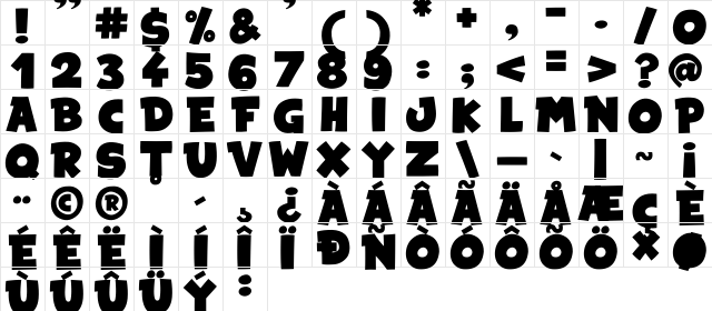 Space Comics Regular  glyph index