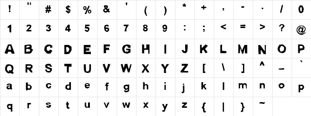 Lickspittle Regular  glyph index