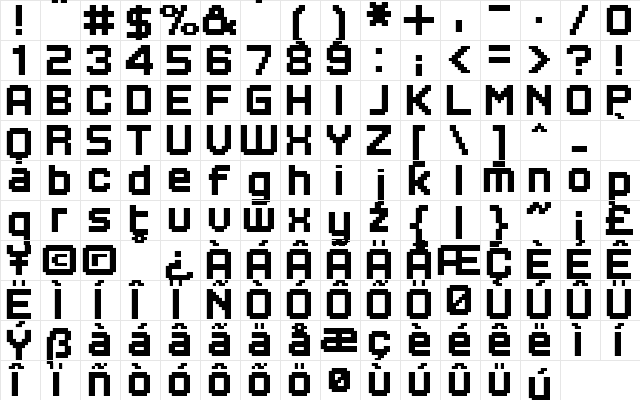 FFF Calypso Extended Regular  glyph index