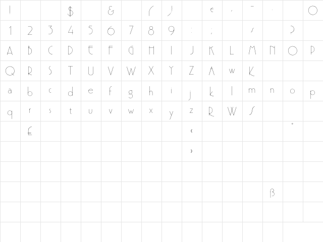New Classic Regular  glyph index