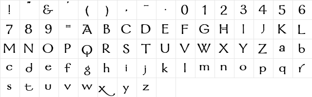 Mordred Demi Bold  glyph index