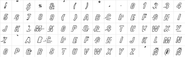 esso Regular  glyph index