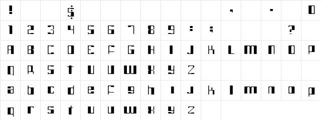 intergalatic Regular  glyph index