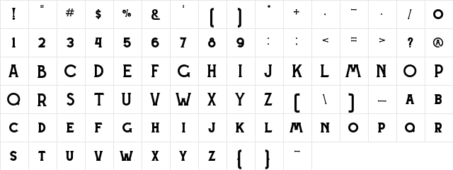 CHERYL Regular  glyph index