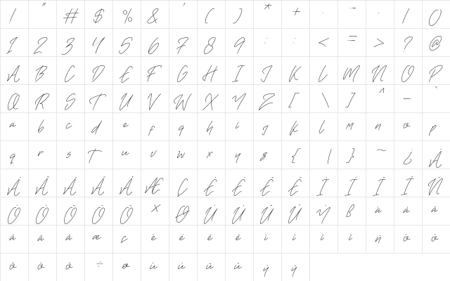 Darklight Regular  glyph index