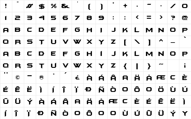 BatmanForeverAlternate Regular  glyph index