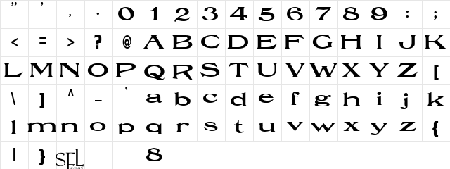 Rue Regular  glyph index
