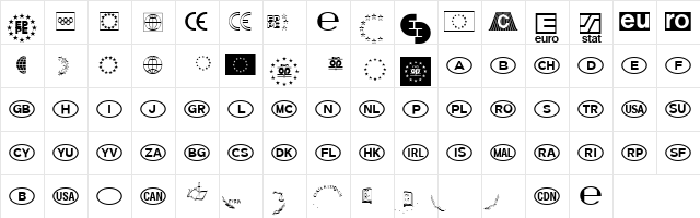 EEC LH Pi Regular  glyph index