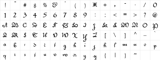 Engrossing!" Regular  glyph index