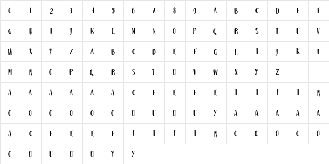 SEA WAVE Regular  glyph index