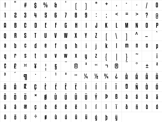 Kenyan Coffee Regular  glyph index