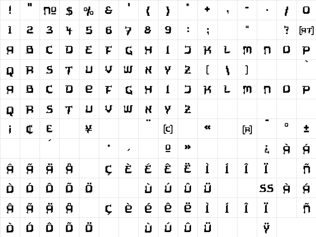 Tipi Organic Regular  glyph index