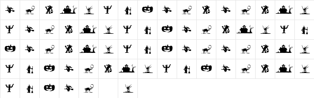 SilBooettes Tryout  glyph index