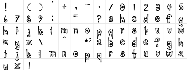 sabrina star Regular  glyph index