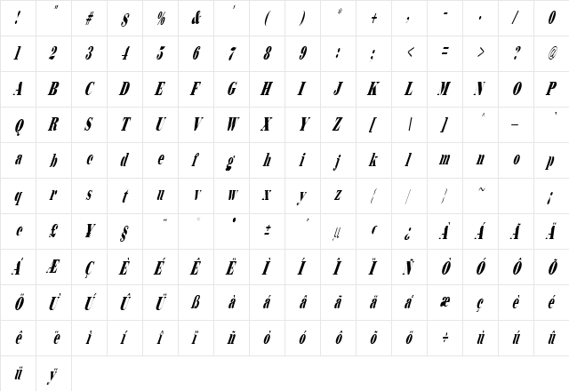 Marooned 7 Regular  glyph index