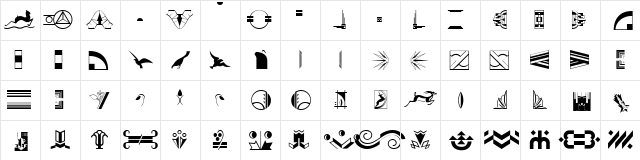 P22ArtDeco Regular  glyph index