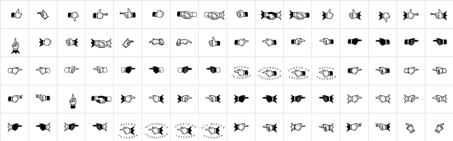 Scala-Hands Regular  glyph index