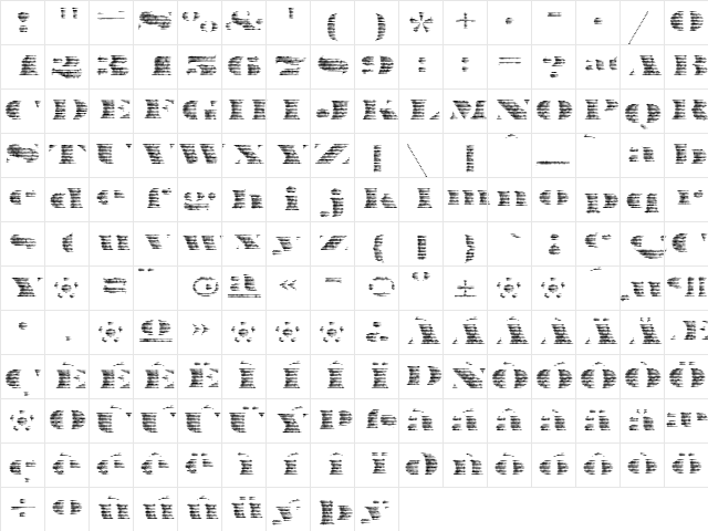 FederalTwelve Horizontal  glyph index