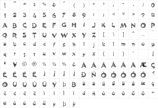 CaneStriped Normal  glyph index