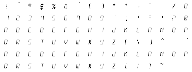 Digital-7 Mono  glyph index