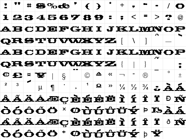 Thunder row Normal  glyph index