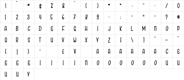 SUMMER KIDOZA Regular  glyph index