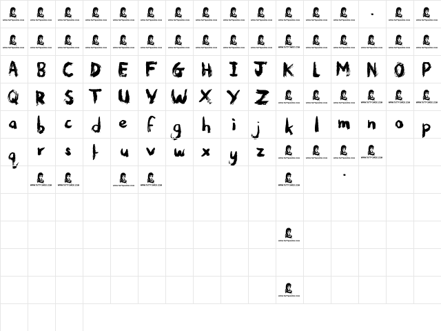 Messy Artist Regular  glyph index