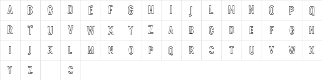 Melvis Free Outline  glyph index