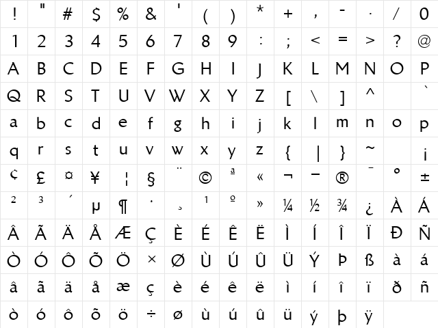 LTBrewery Medium Medium  glyph index