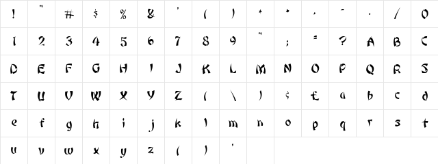 Bonzai Regular  glyph index