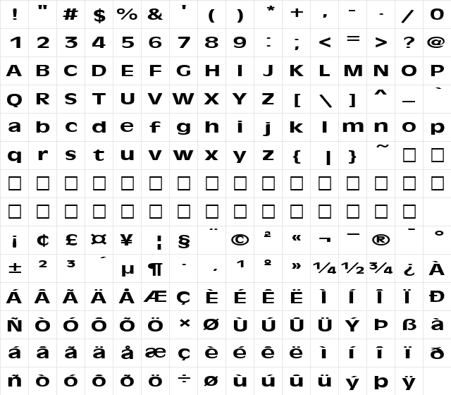 FZ BASIC 1 EX Normal  glyph index