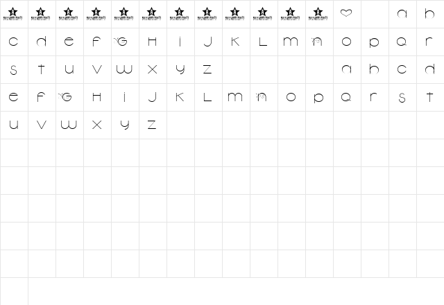 New Garden Light  glyph index