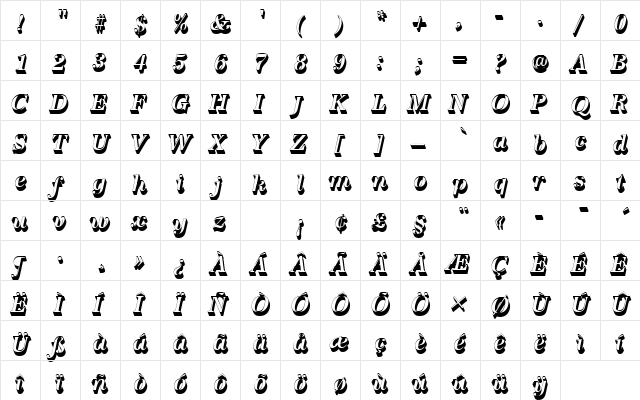 URWAntiquaTMedItaSh1 Regular  glyph index