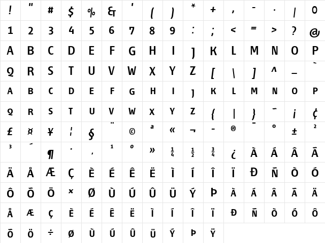 Fontana ND Cc SC Semibold  glyph index