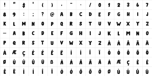 Doubledecker Dots DEMO Regular  glyph index