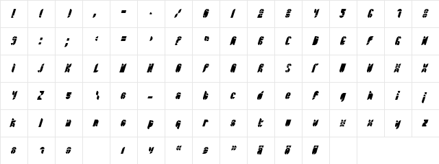 Bath BlackItalic  glyph index