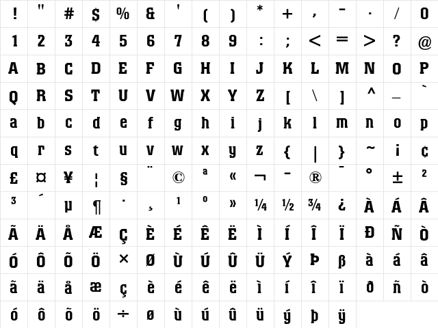Colossalis Medium  glyph index