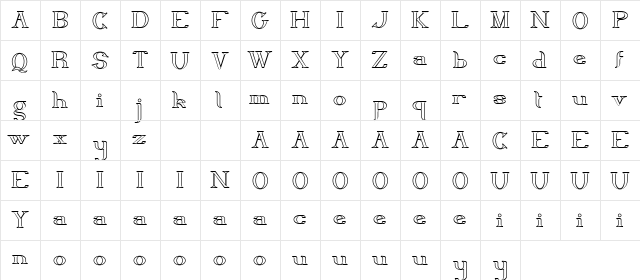 Delith Demo Line  glyph index